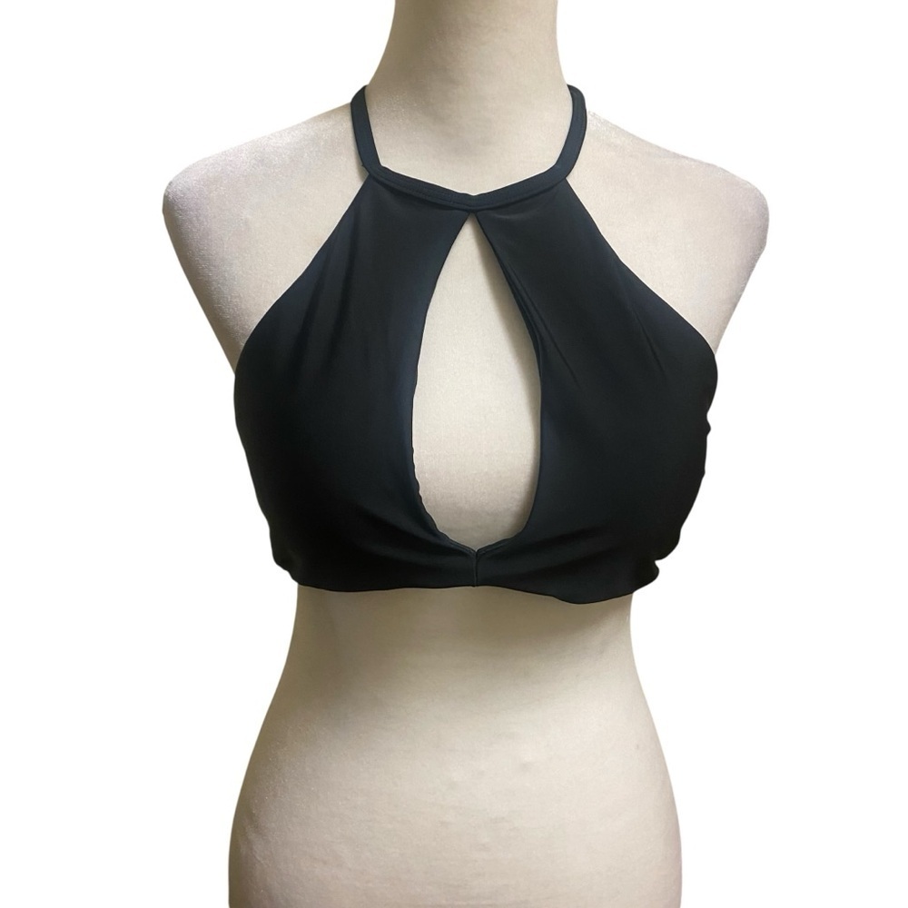 RELLECIGA Women's Black Keyhole Cutout High Neck Halter Bikini Top Size L Beach - Picture 7 of 12